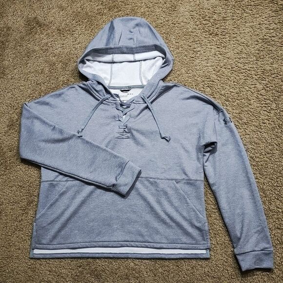 Under Armour Women's Gray Loose Fit Lace Up Long Sleeve Hoodie Medium -C - Picture 1 of 5